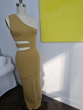 ZARA Cut Out Asymmetrical Fitted Knit Dress - SIZE M Like NEW